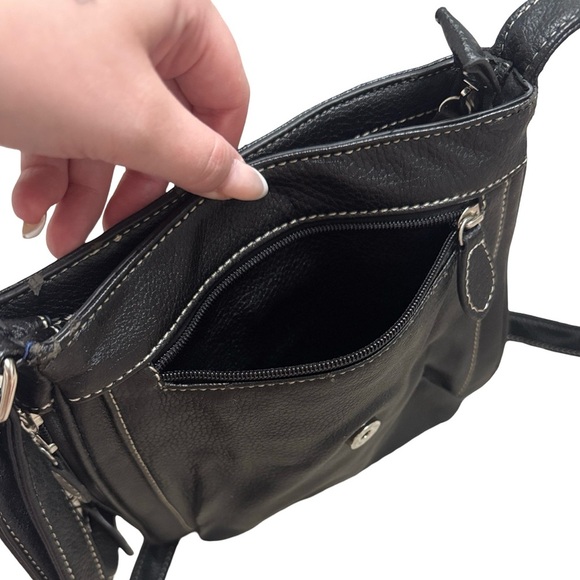 Black Faux Leather Crossbody Messenger Bag - Picture 9 of 9